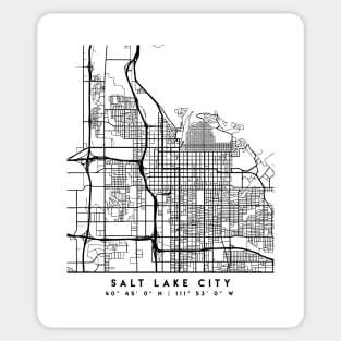 SALT LAKE CITY UTAH BLACK CITY STREET MAP ART Sticker